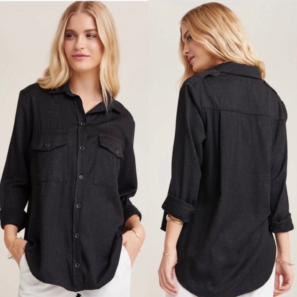 Bella Dahl Flap Pocket Utility Button Down Shimmer